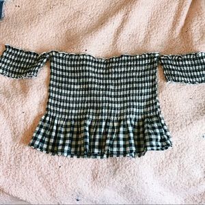 impeccable pig gingham off the shoulder top